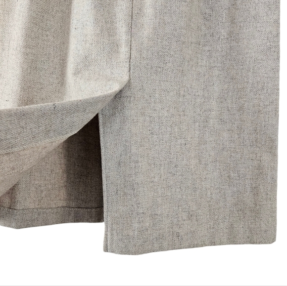 Marianne Fashion Vintage Wool Blend Taupe Oatmeal Wool Blend Skirt with Belt - Picture 4 of 5